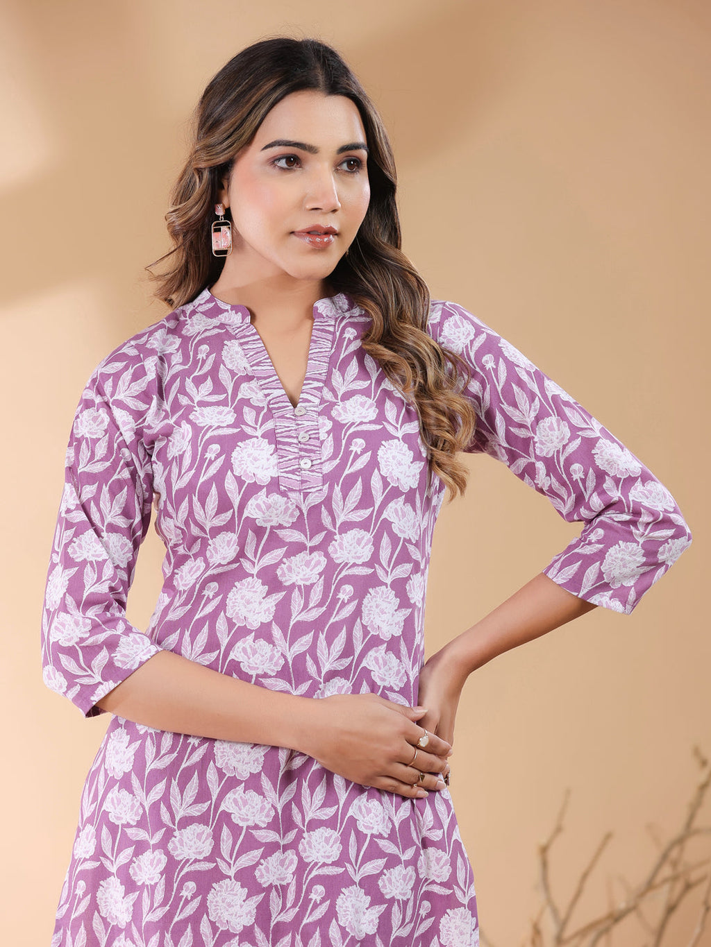Janasya Light Cotton Floral Straight Kurta Set | Grocsy