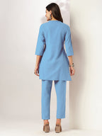 Janasya Light Cotton Solid A-Line Top & Bottom Set | Grocsy