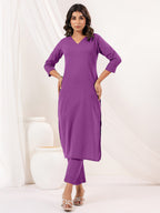 Janasya Light Cotton Solid Straight Kurta Set | Grocsy