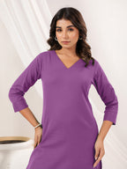 Janasya Light Cotton Solid Straight Kurta Set | Grocsy