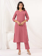 Janasya Light Cotton Solid Straight Kurta Set | Grocsy