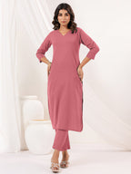 Janasya Light Cotton Solid Straight Kurta Set | Grocsy