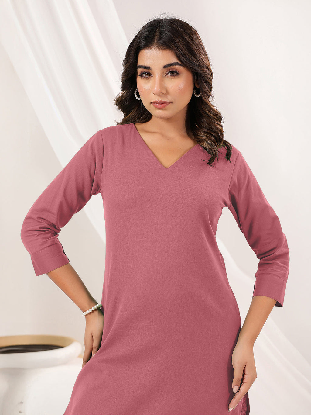 Janasya Light Cotton Solid Straight Kurta Set | Grocsy