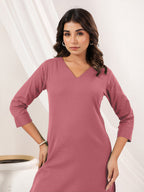 Janasya Light Cotton Solid Straight Kurta Set | Grocsy