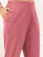 Janasya Light Cotton Solid Straight Kurta Set | Grocsy