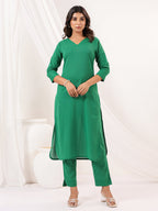 Janasya Dark Cotton Solid Straight Kurta Set | Grocsy