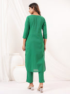 Janasya Dark Cotton Solid Straight Kurta Set | Grocsy