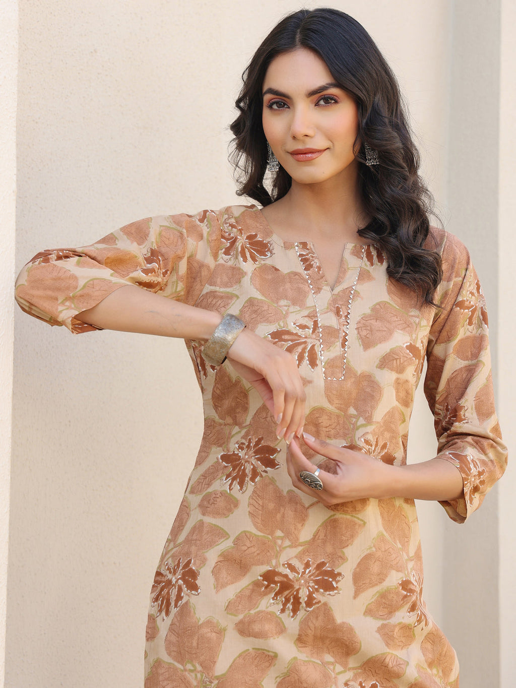 Janasya Light Cotton Floral Straight Kurta Set | Grocsy
