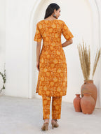 Janasya Bright Cotton Floral Straight Kurta Set | Grocsy