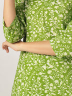 Janasya Bright Cotton Floral Straight Kurta Set | Grocsy