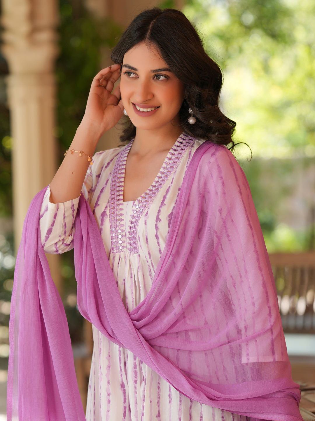 Janasya Light Cotton Tie & dye A-Line Kurta Set | Grocsy