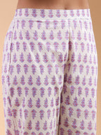 Janasya Light Cotton Floral Angrakha Kurta Set | Grocsy