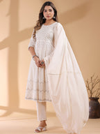 Janasya Light Cotton Ethnic Motifs Anarkali Kurta Set | Grocsy