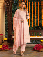 Janasya Light Cotton Ethnic Motifs Anarkali Kurta Set | Grocsy