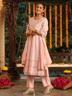 Janasya Light Cotton Ethnic Motifs Anarkali Kurta Set | Grocsy
