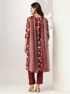 Janasya Dark Rayon Blend Floral Straight Kurta Set | Grocsy