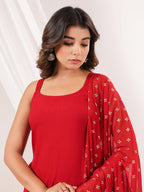 Janasya Dark Rayon Solid Straight Kurta Set | Grocsy