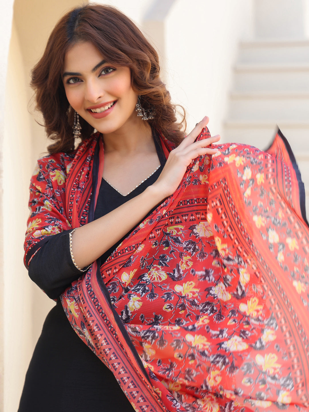 Janasya Dark Silk Blend Solid Straight Kurta Set | Grocsy