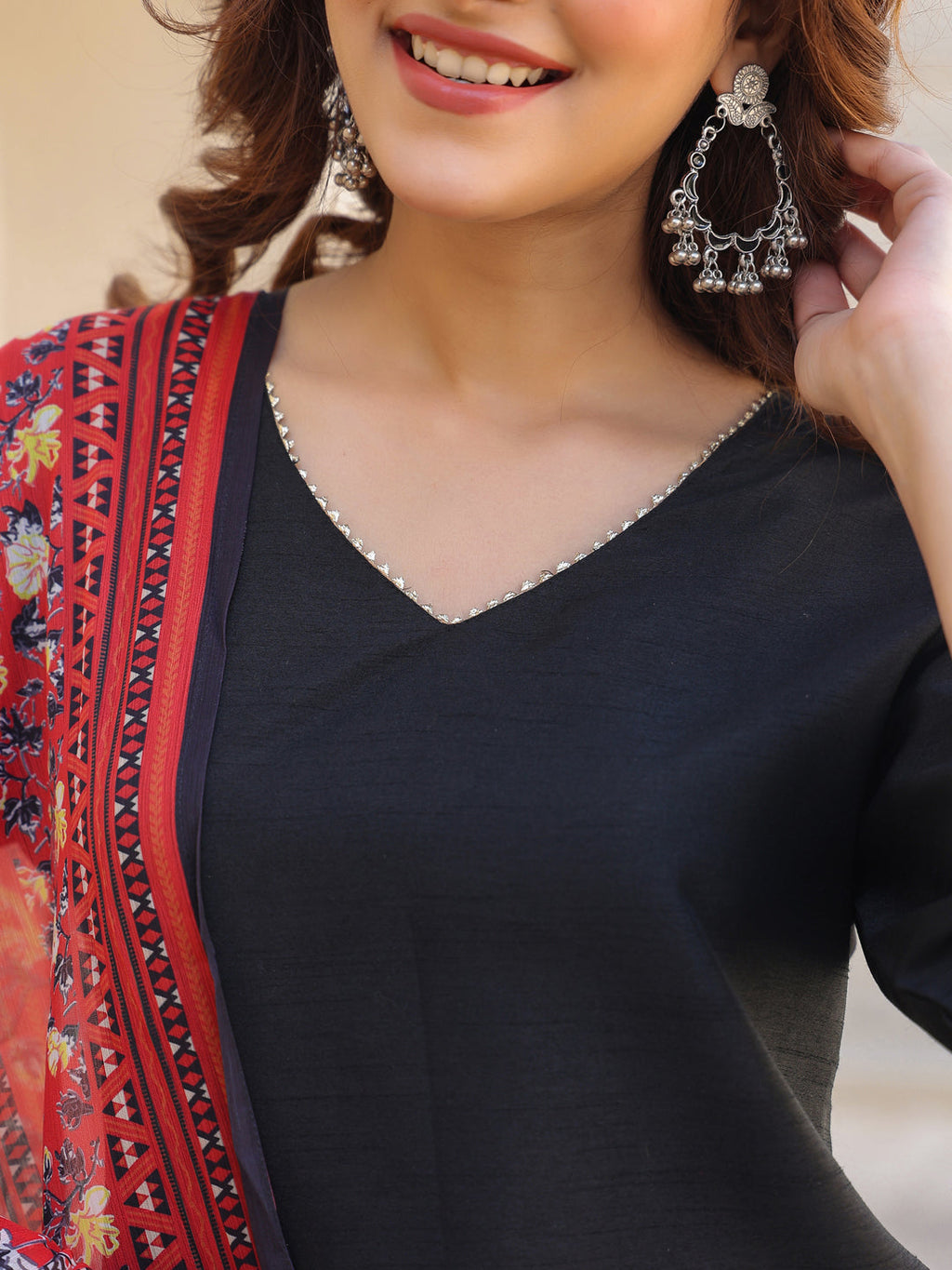 Janasya Dark Silk Blend Solid Straight Kurta Set | Grocsy