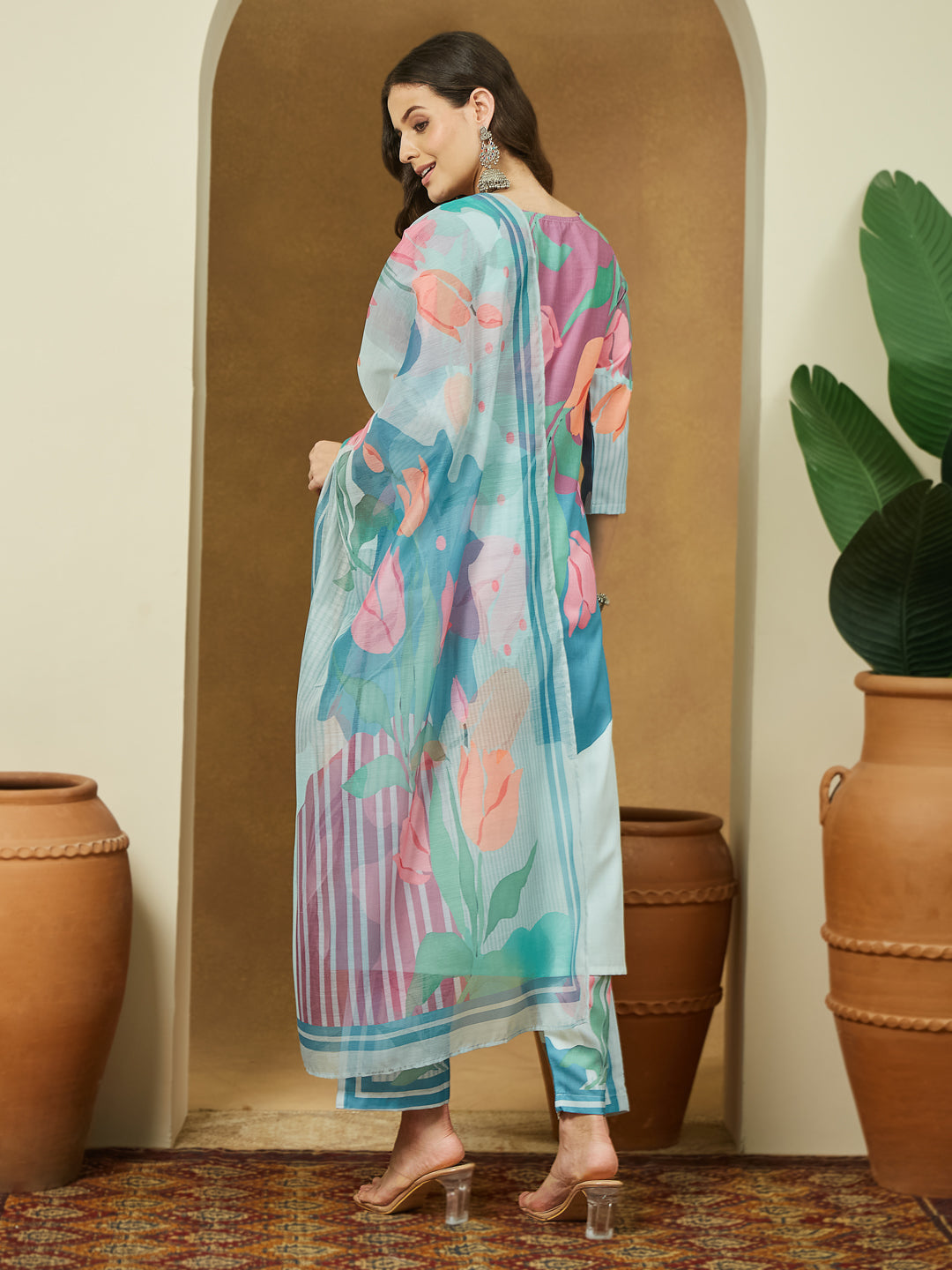 Janasya Multi Straight Cotton Blend Kurta,Bottom & Dupatta | Grocsy