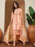 Janasya Peach Straight Cotton Blend Kurta,Bottom & Dupatta | Grocsy