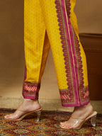 Janasya Yellow Straight Cotton Blend Kurta,Bottom & Dupatta | Grocsy
