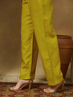 Janasya Mustard Anarkali Cotton Blend Kurta,Bottom & Dupatta | Grocsy