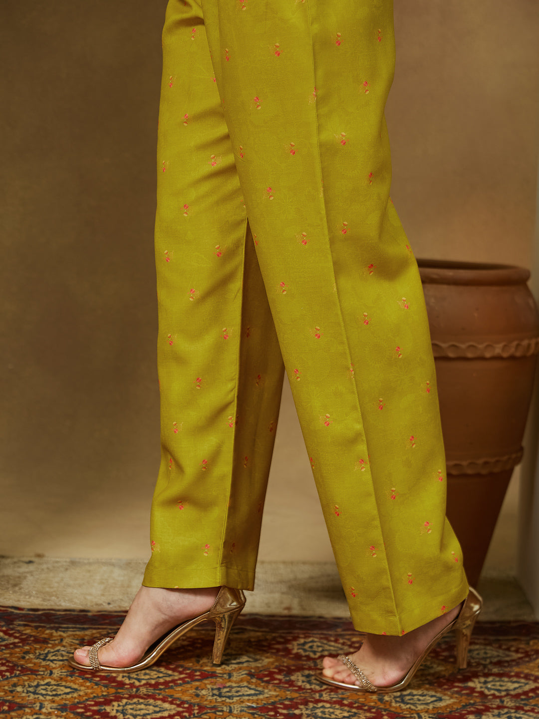 Janasya Mustard Anarkali Cotton Blend Kurta,Bottom & Dupatta | Grocsy