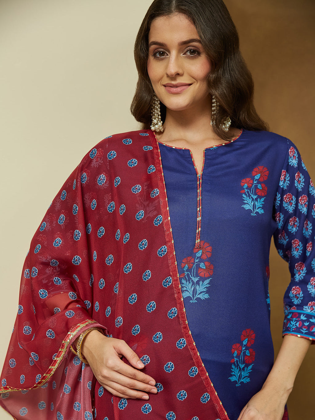 Janasya Purple Straight Cotton Blend Kurta,Bottom & Dupatta | Grocsy