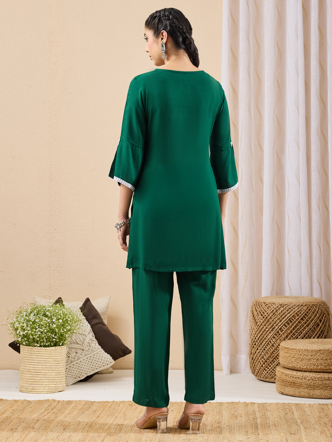 Janasya Green Straight Rayon Co-Ords | Grocsy