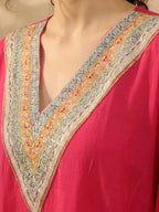 Janasya Pink Kaftan Silk Blend Pant Co-ord Sets | Grocsy