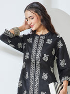 Janasya Black Straight Chanderi Co-Ords | Grocsy