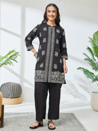 Janasya Black Straight Chanderi Co-Ords | Grocsy