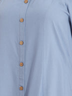 Janasya Ice Blue A-Line Rayon Dress | Grocsy