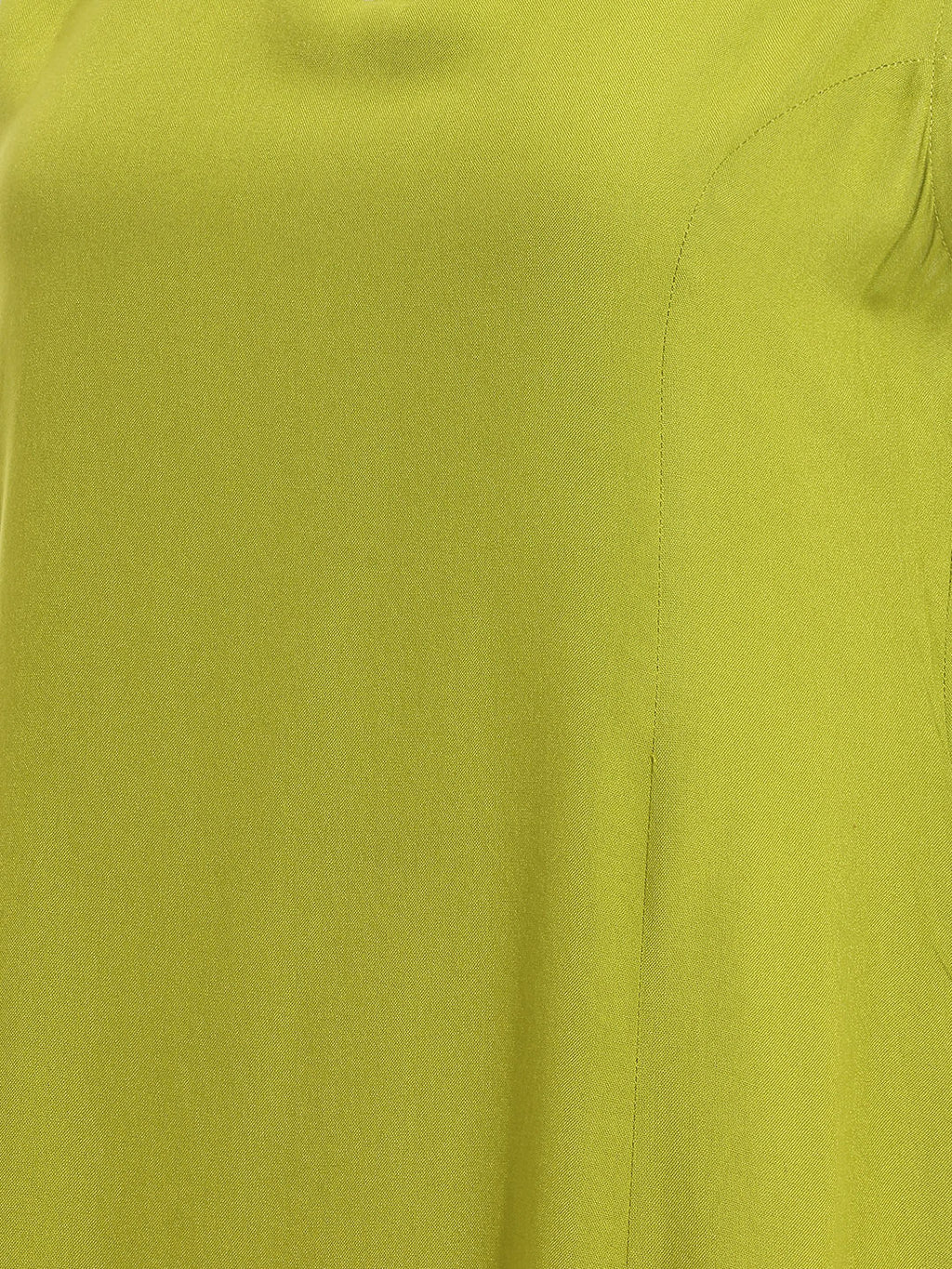 Janasya Lime Green A-Line Rayon Dress | Grocsy
