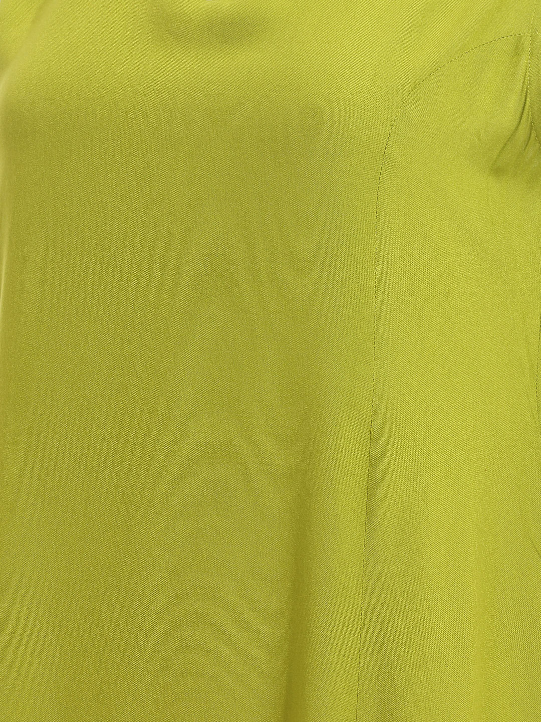 Janasya Lime Green A-Line Rayon Dress | Grocsy