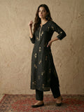 Janasya Black Straight Silk Blend Kurta | Grocsy