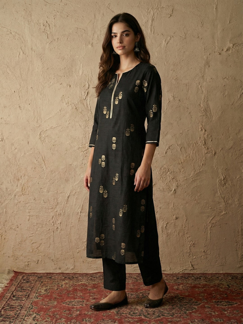 Janasya Black Straight Silk Blend Kurta | Grocsy