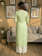 Janasya Mint Straight Silk Blend Kurta | Grocsy