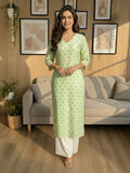 Janasya Mint Straight Silk Blend Kurta | Grocsy
