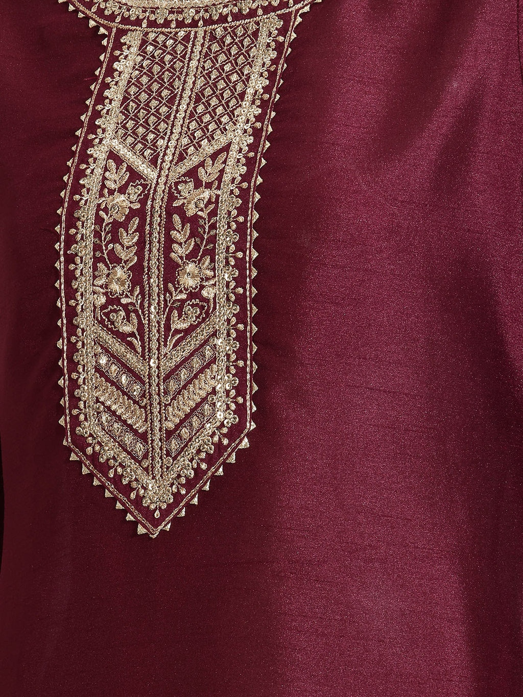 Janasya Wine Straight Silk Blend Kurta | Grocsy