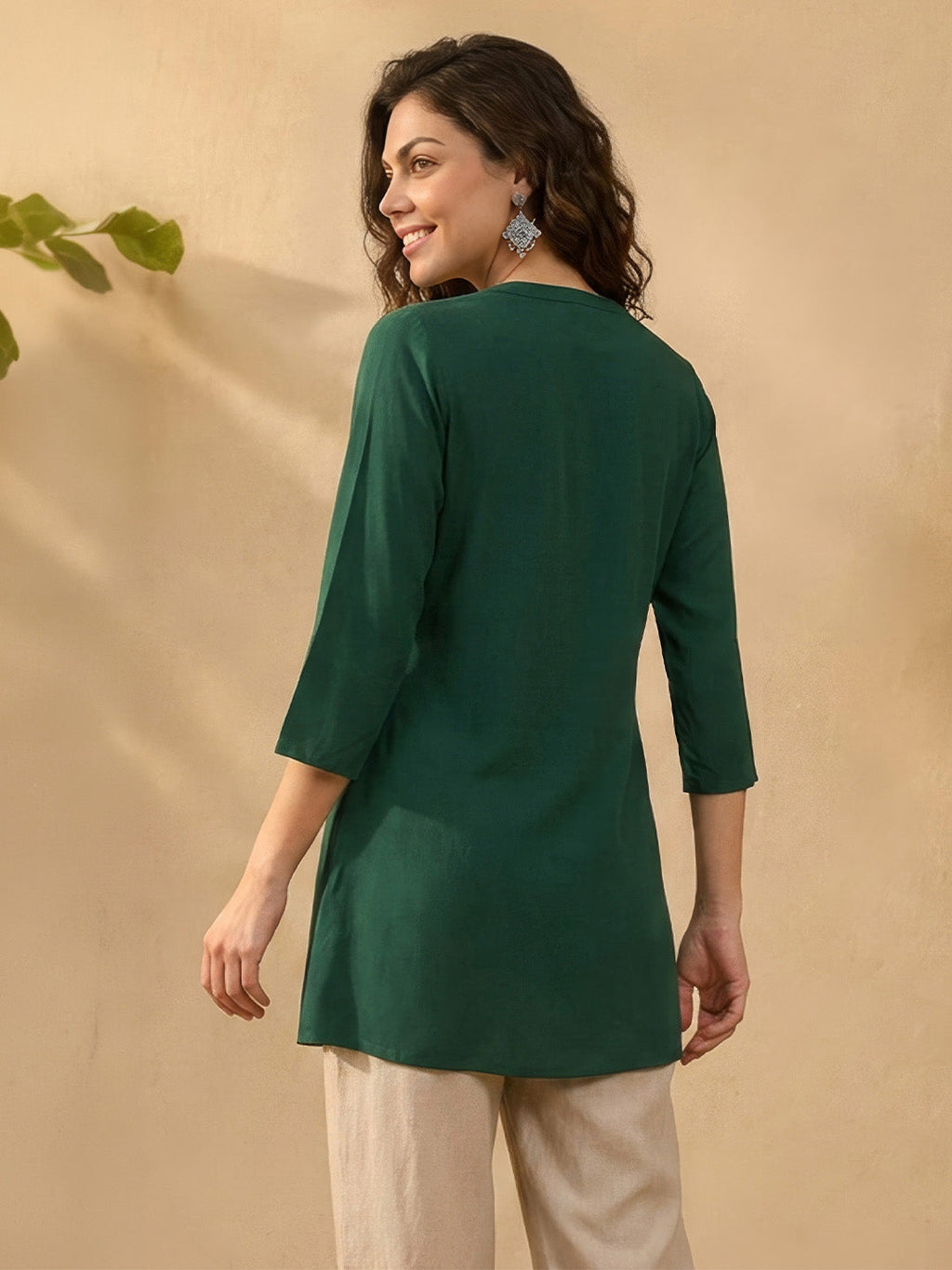 Janasya Dark Green Straight Rayon Kurta | Grocsy