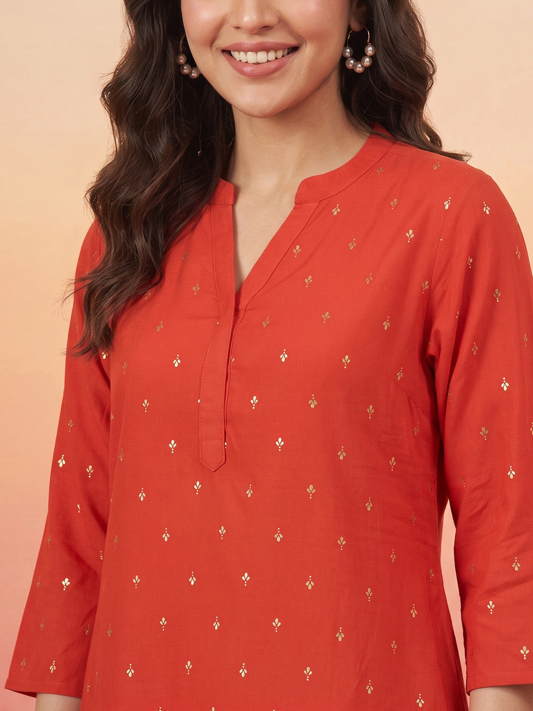 Janasya Rust Straight Rayon Kurta | Grocsy