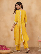 Janasya Yellow Straight Silk Blend Kurta,Bottom & Dupatta | Grocsy