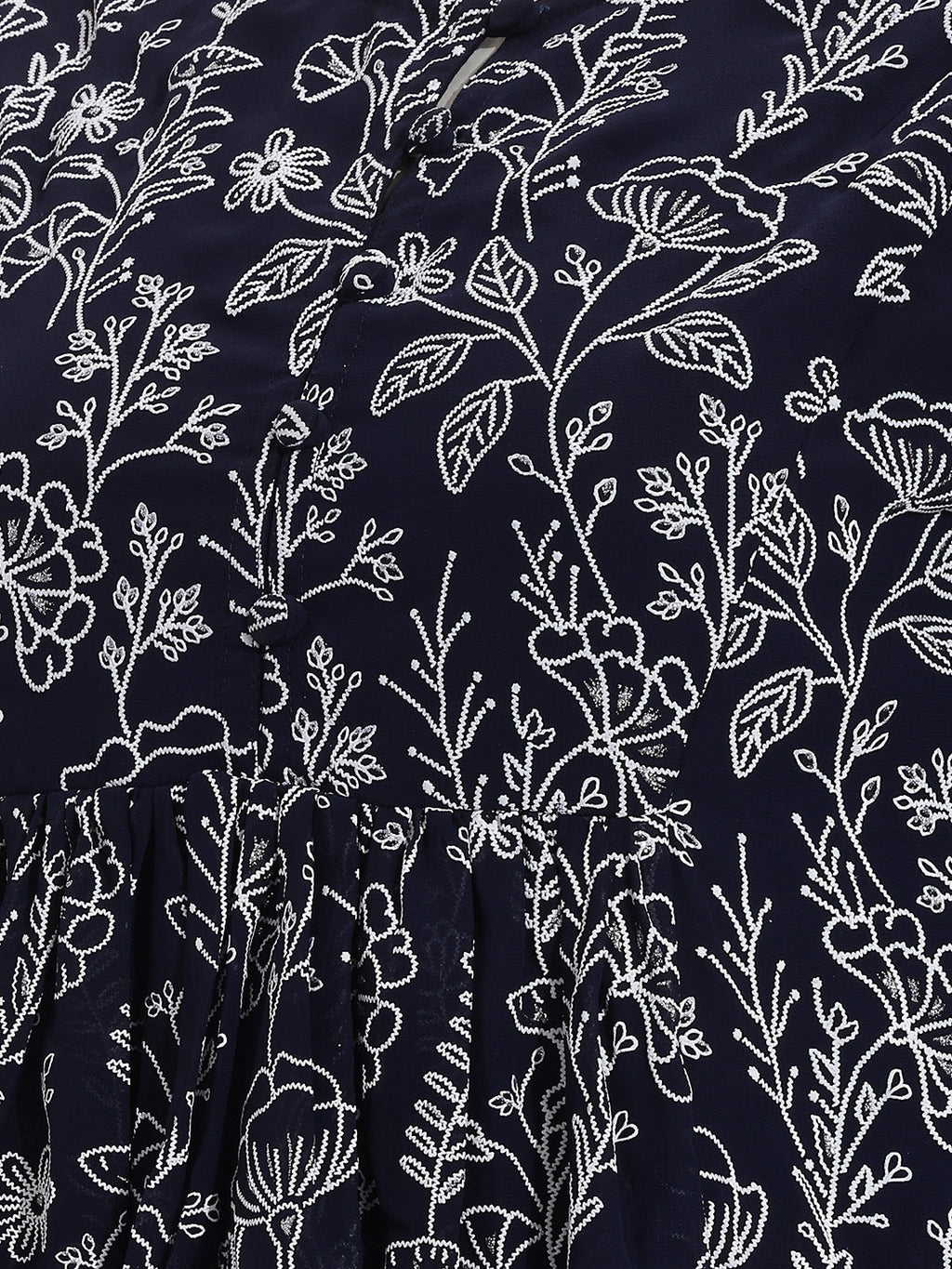 Janasya Navy Blue Peplum Georgette Top | Grocsy