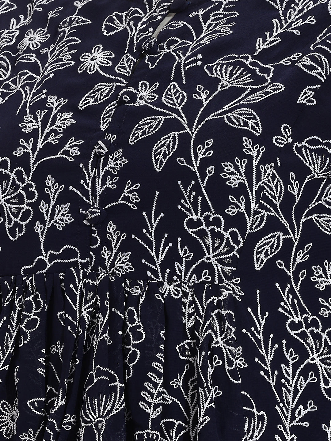 Janasya Navy Blue Peplum Georgette Top | Grocsy