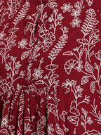 Janasya Maroon Peplum Georgette Top | Grocsy