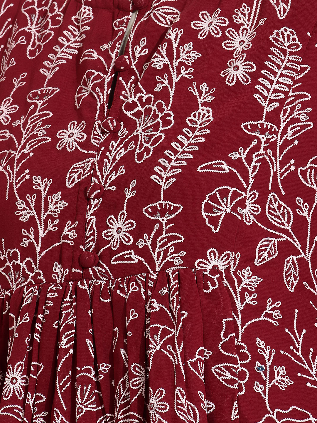 Janasya Maroon Peplum Georgette Top | Grocsy