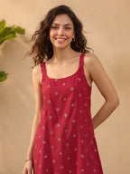 Janasya Magenta A-Line Rayon Tunic | Grocsy