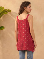 Janasya Magenta A-Line Rayon Tunic | Grocsy